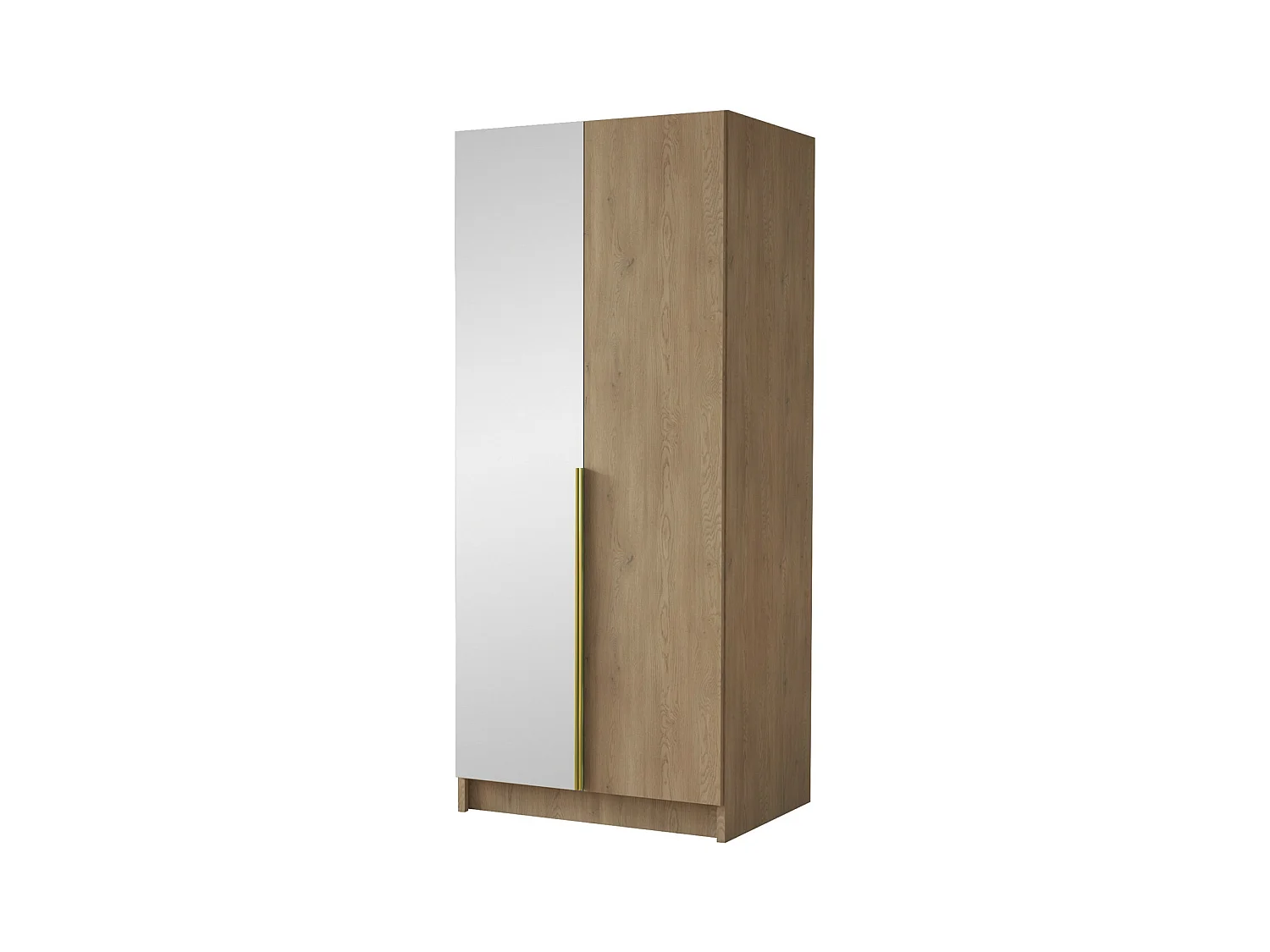 Armoire Closico 194, Clair bois|Doré, 215x100x58cm, Portes d'armoire: Avec des charnières