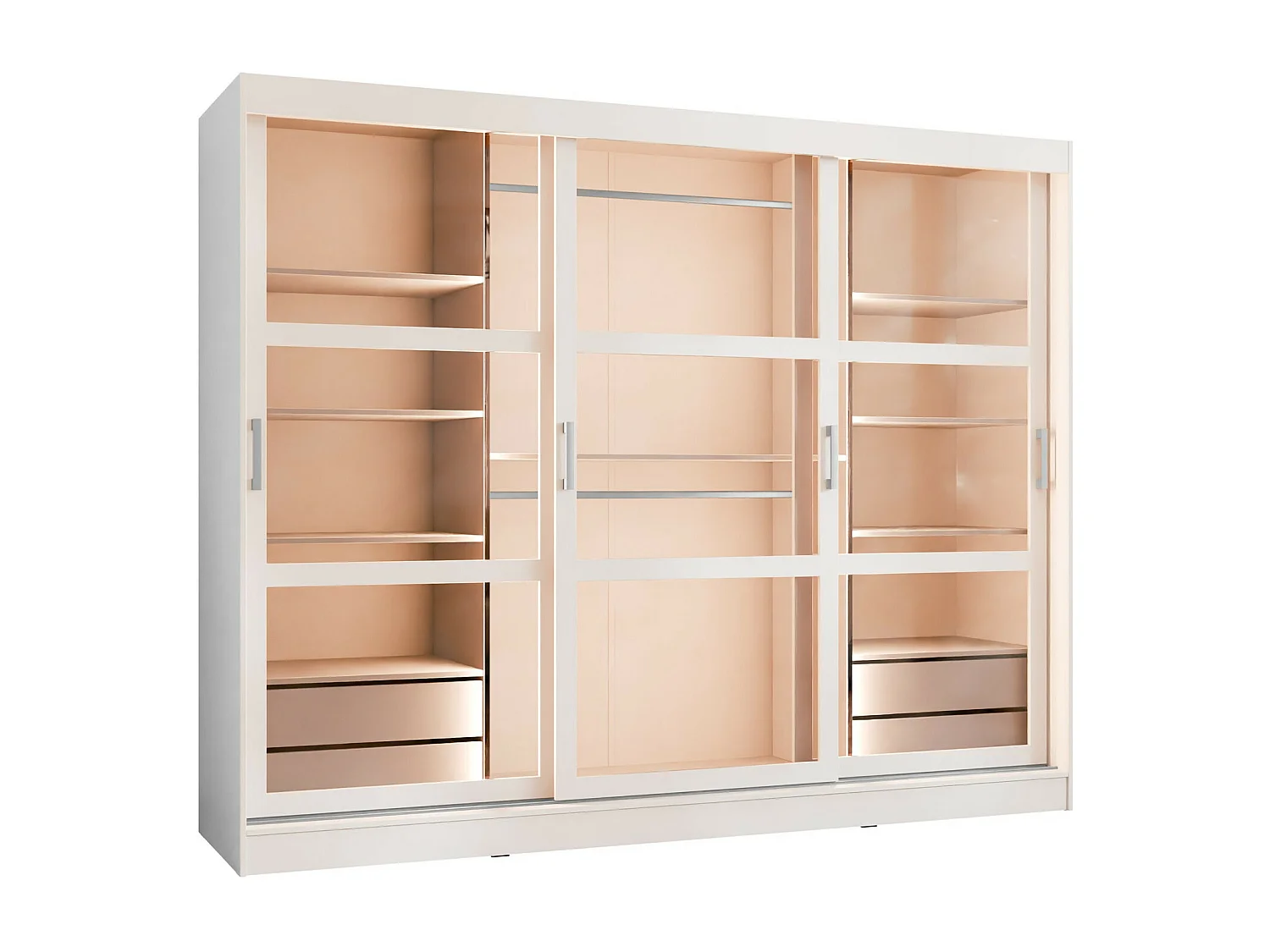 Armadio Comfivo 428, Bianco, 203x250x65cm, Porte armadi: Scorrevoli