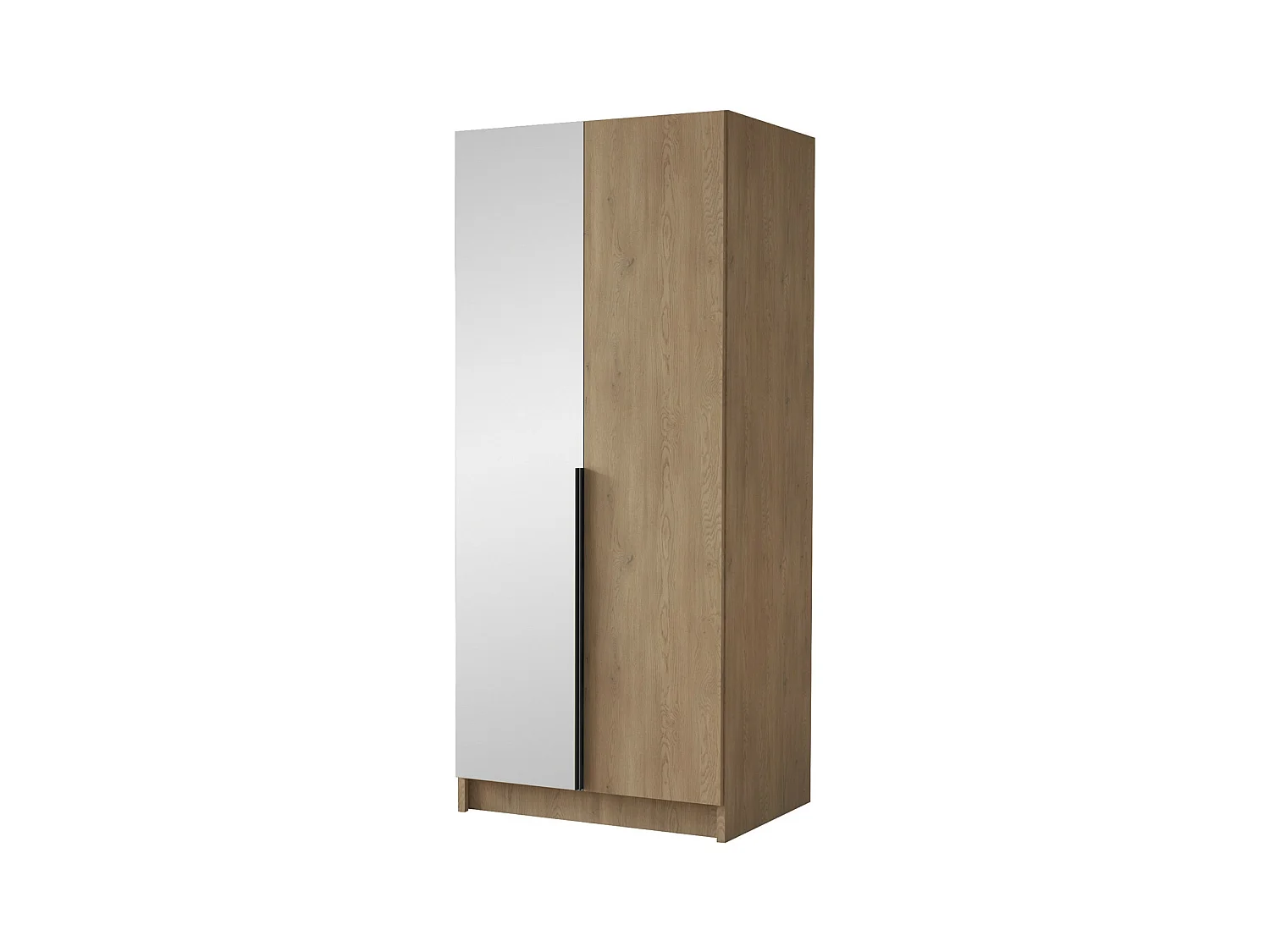 Armoire Closico 194, Clair bois|Noir, 215x100x58cm, Portes d'armoire: Avec des charnières