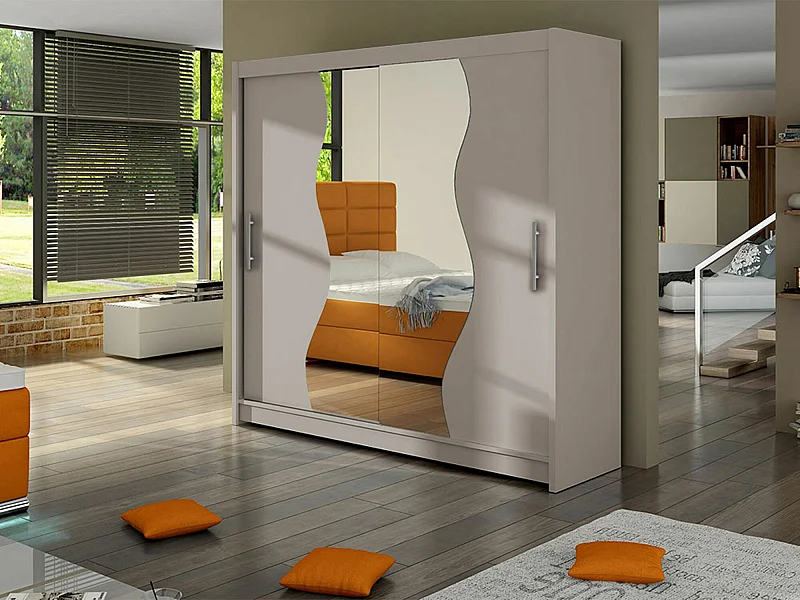 Armoire Closico 126, Cachemire, 215x180x58cm, Portes d'armoire: Coulissantes