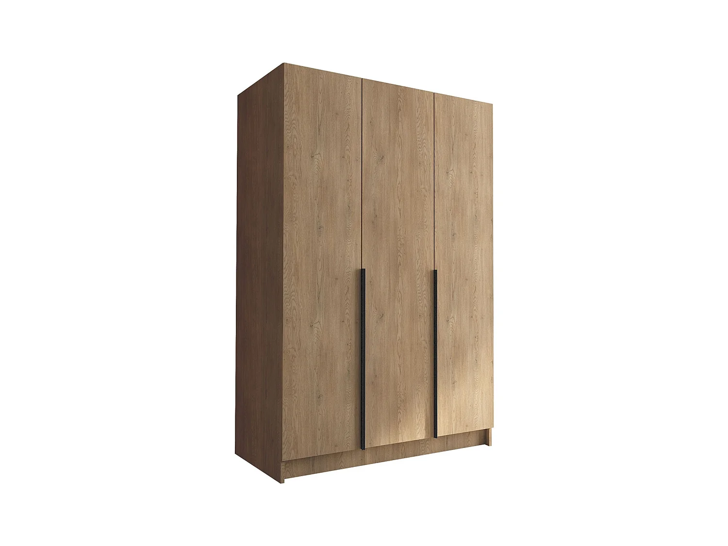 Armoire Closico 198, Noir|Clair bois, 215x150x58cm, Portes d'armoire: Avec des charnières