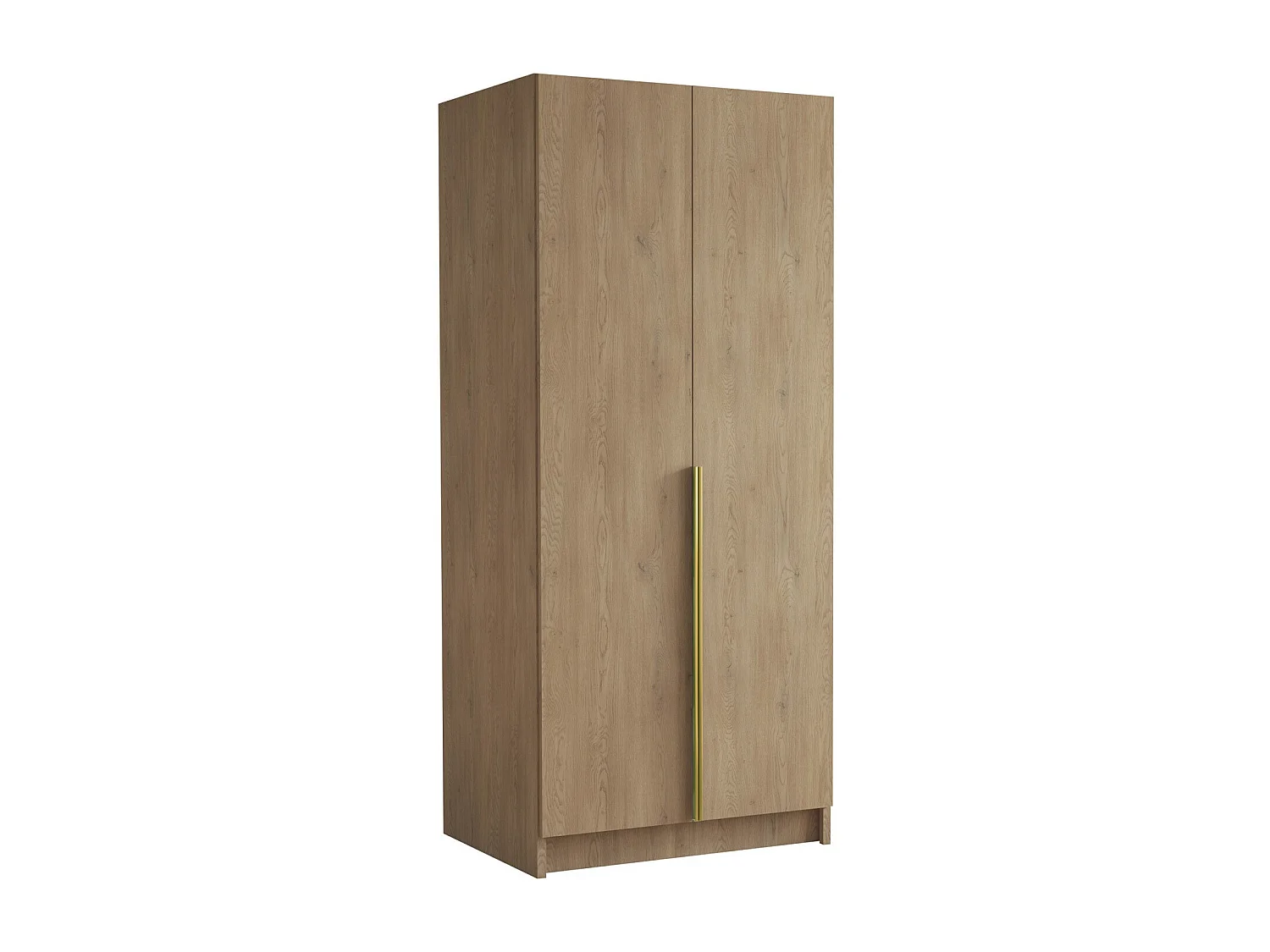 Armoire Closico 195, Doré|Clair bois, 215x100x58cm, Portes d'armoire: Avec des charnières
