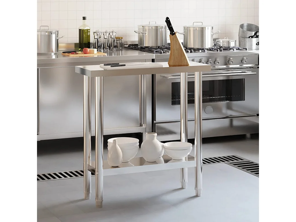 Mesa de trabajo de cocina 82,5x30x85 cm acero inoxidable