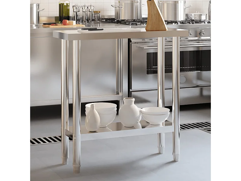 Mesa de trabajo de cocina 82,5x30x85 cm acero inoxidable