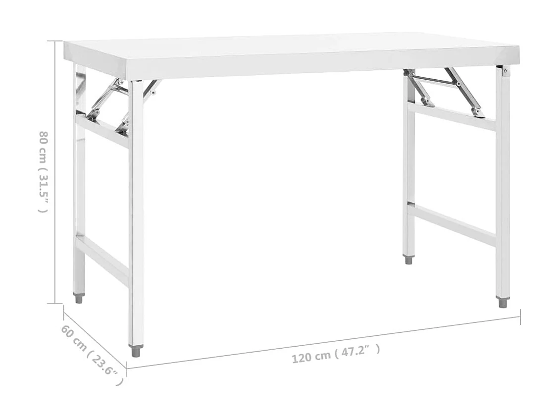 Table de travail pliable de cuisine 120x60x80 cm Inox