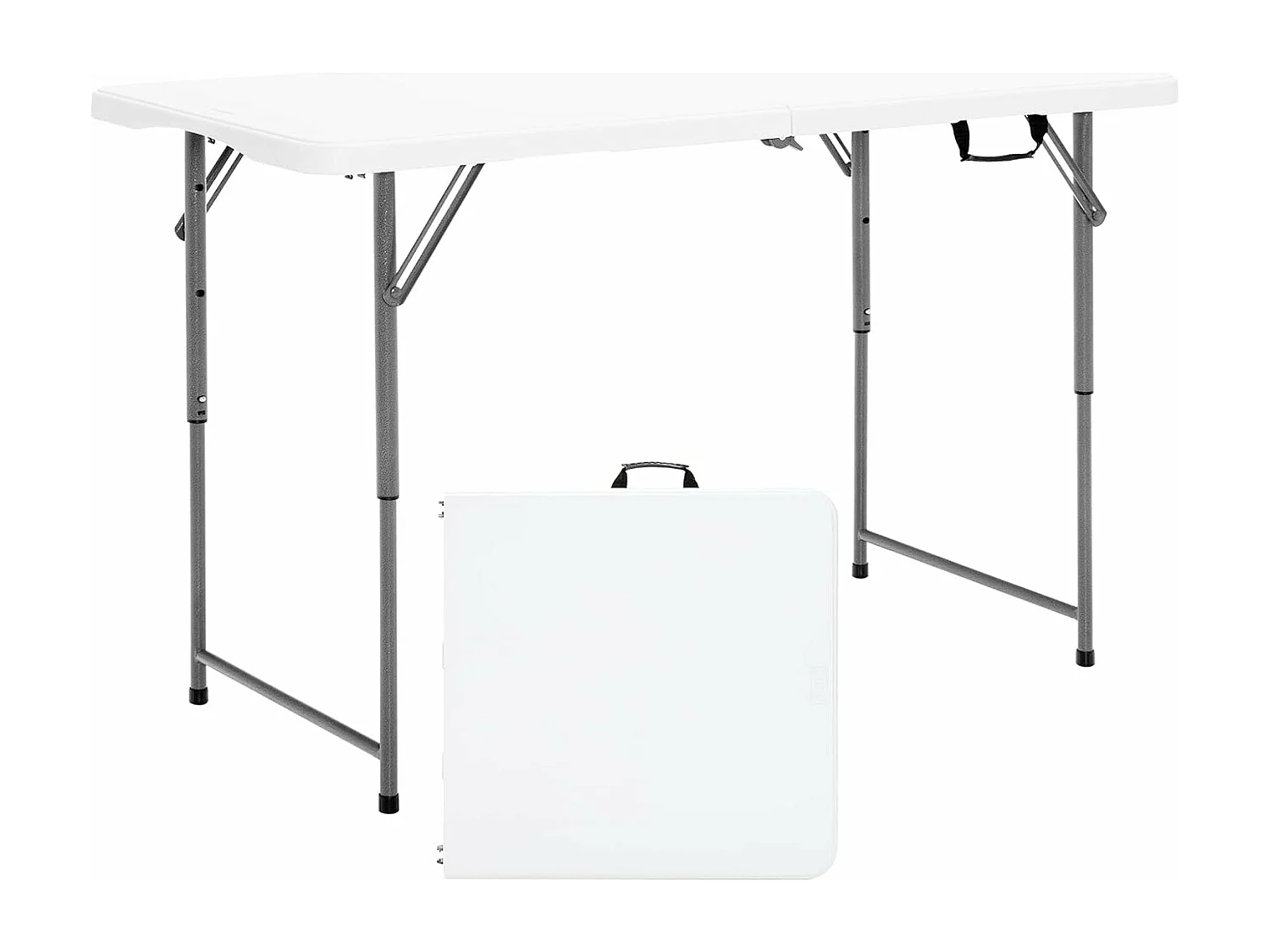 Campingtafel in hoogte verstelbaar, draagbare klaptafel, inklapbare tuintafel met handgreep, voor camping, bruiloft, feest, 120 x 60 x 74,5 cm