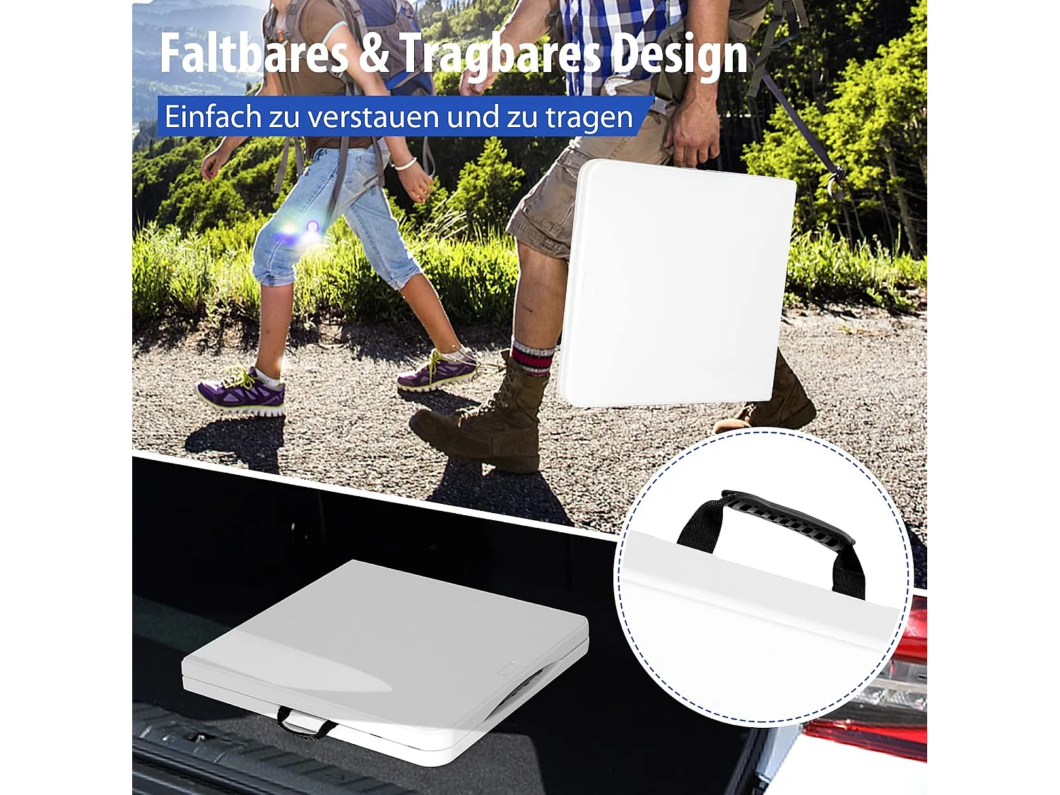 Campingtafel in hoogte verstelbaar, draagbare klaptafel, inklapbare tuintafel met handgreep, voor camping, bruiloft, feest, 120 x 60 x 74,5 cm