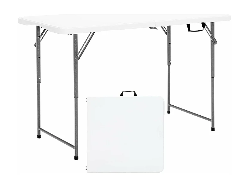 Campingtafel in hoogte verstelbaar, draagbare klaptafel, inklapbare tuintafel met handgreep, voor camping, bruiloft, feest, 120 x 60 x 74,5 cm