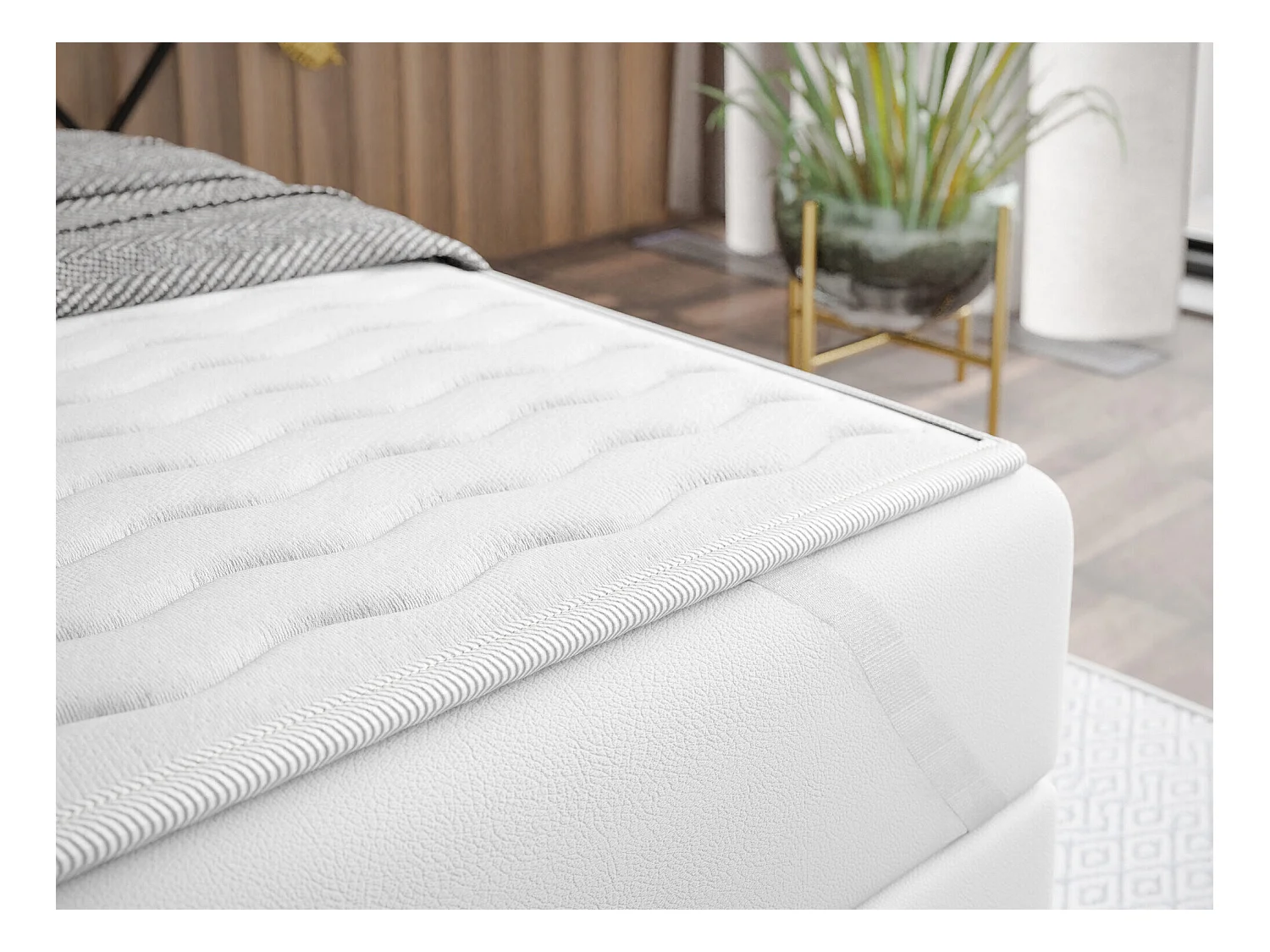 Cama continental Baltimore 197, Casal, Castanho, Tecido, 20x21x12cm