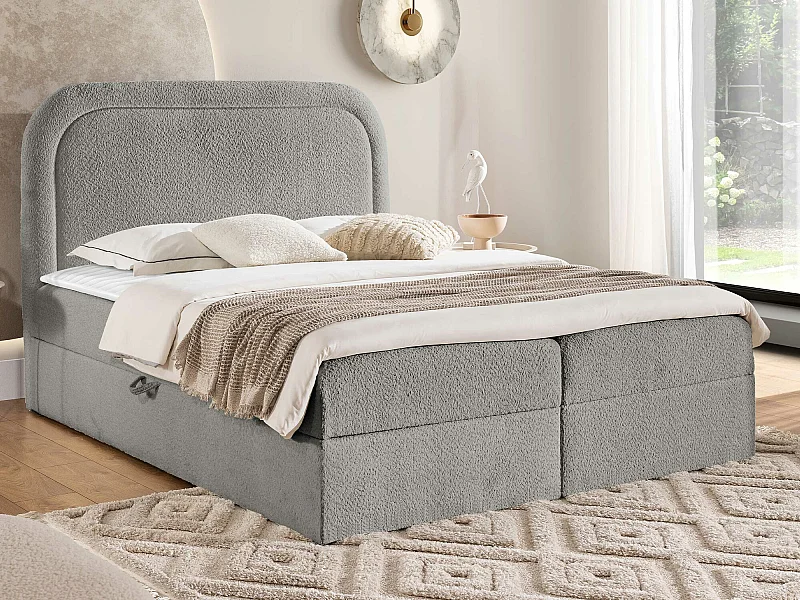 Cama continental Baltimore 197, Continental, Doble, Gris, 200x200, Tapiz, Somieres, 204cm