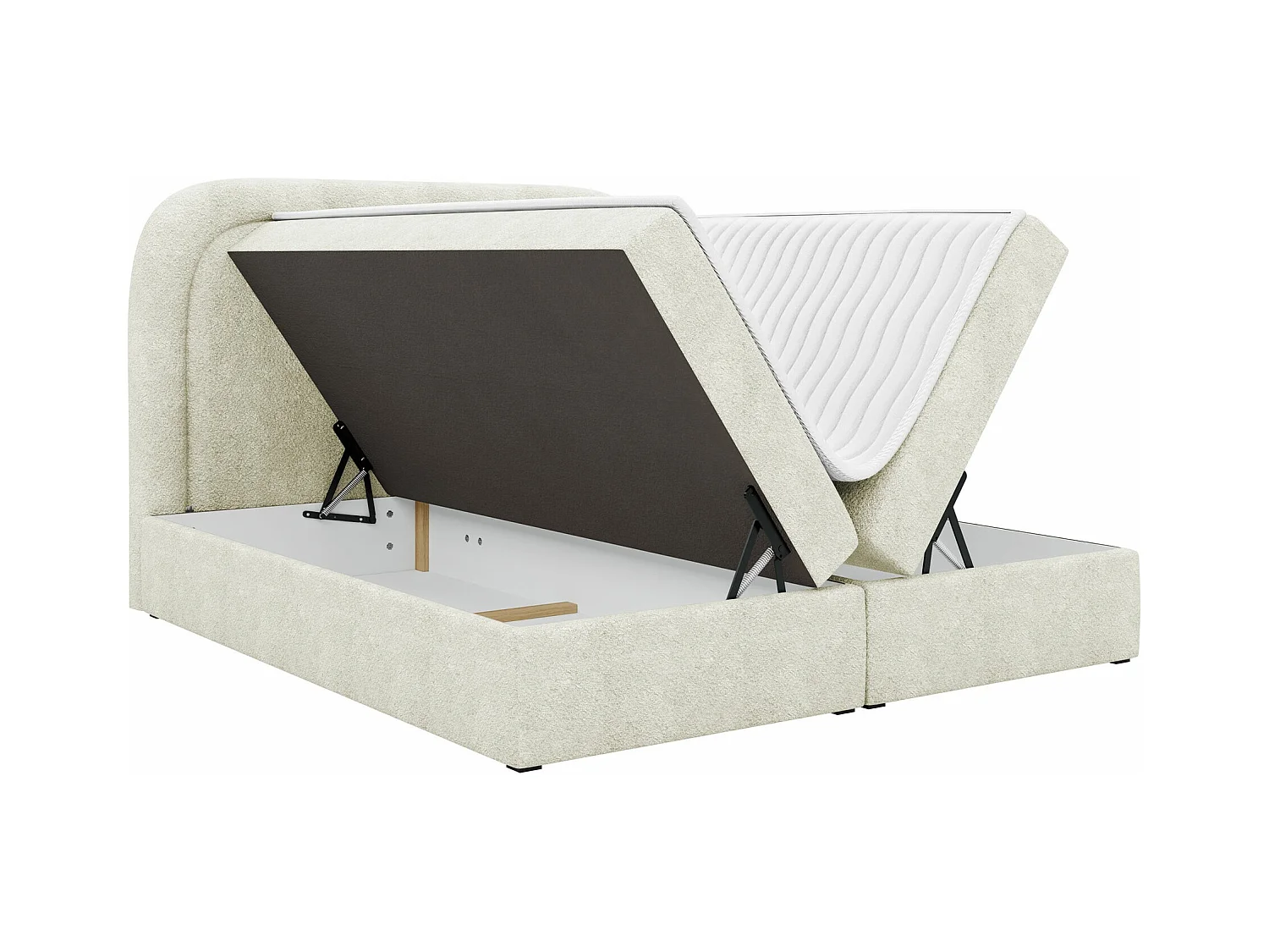 Cama continental Baltimore 197, Casal, Cinzento, Tecido, 20x21x12cm