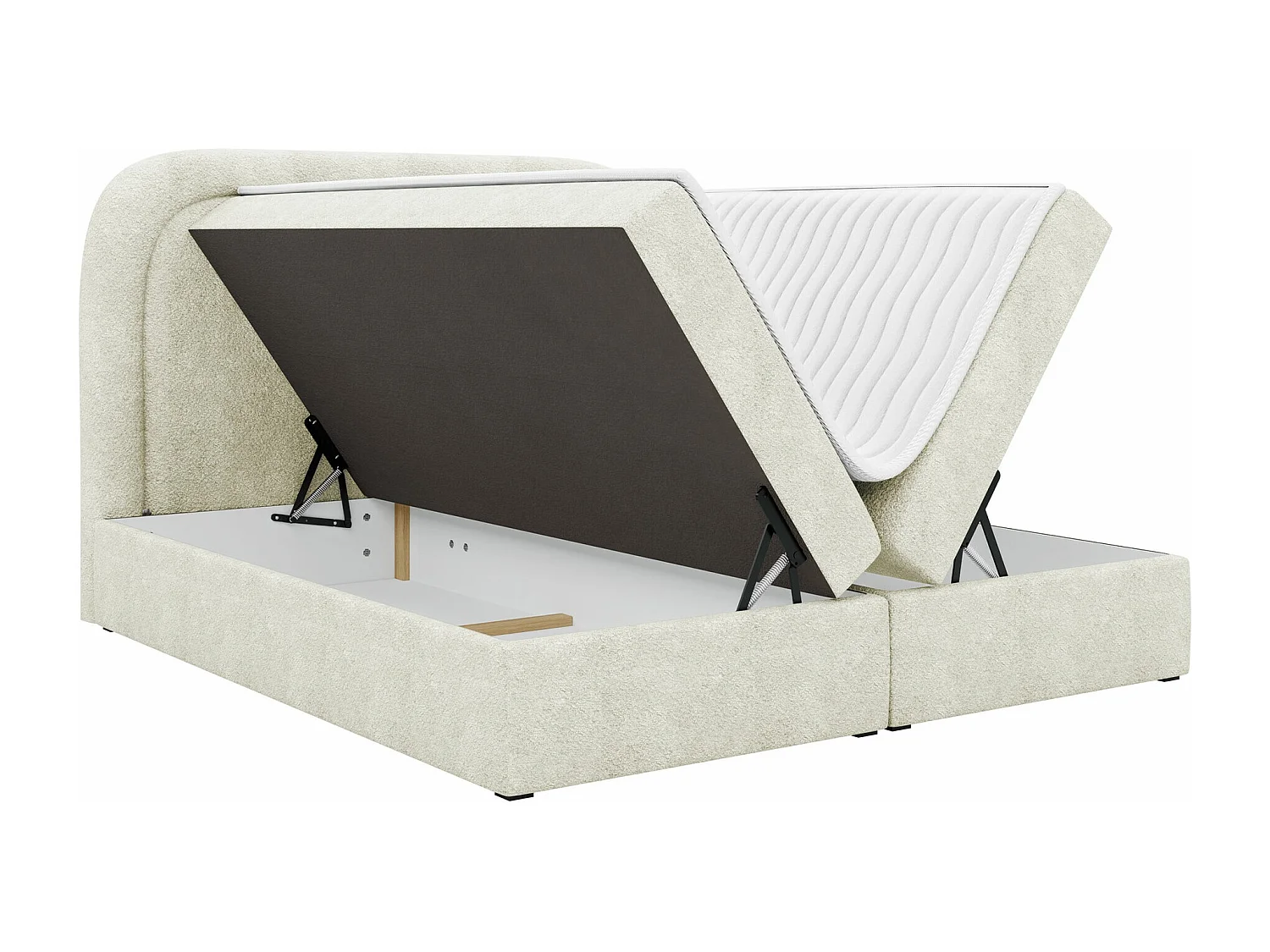 Lit continental Baltimore 197, Continental, Double, Gris, 200x200, Tapisserie, 204x208cm