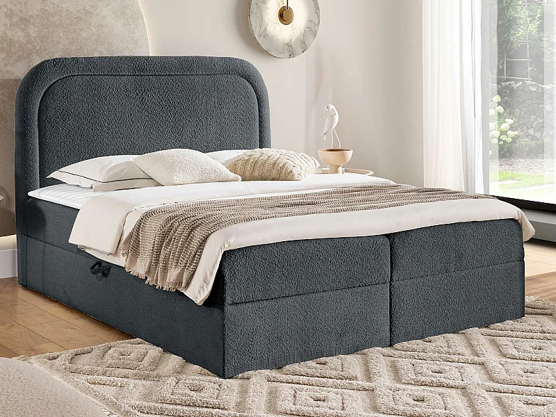 Cama continental Baltimore 197, Continental, Doble, Gris, 200x200, Tapiz, Somieres, 204cm