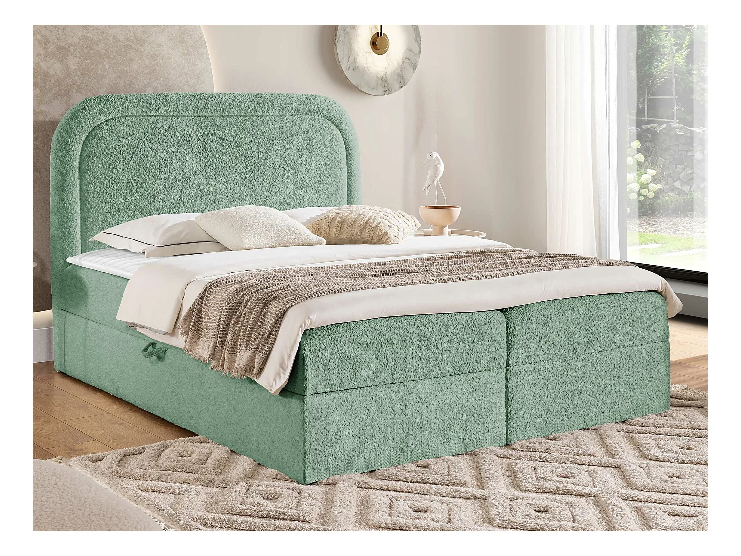 Cama continental Baltimore 197, Continental, Turquesa, Tecido