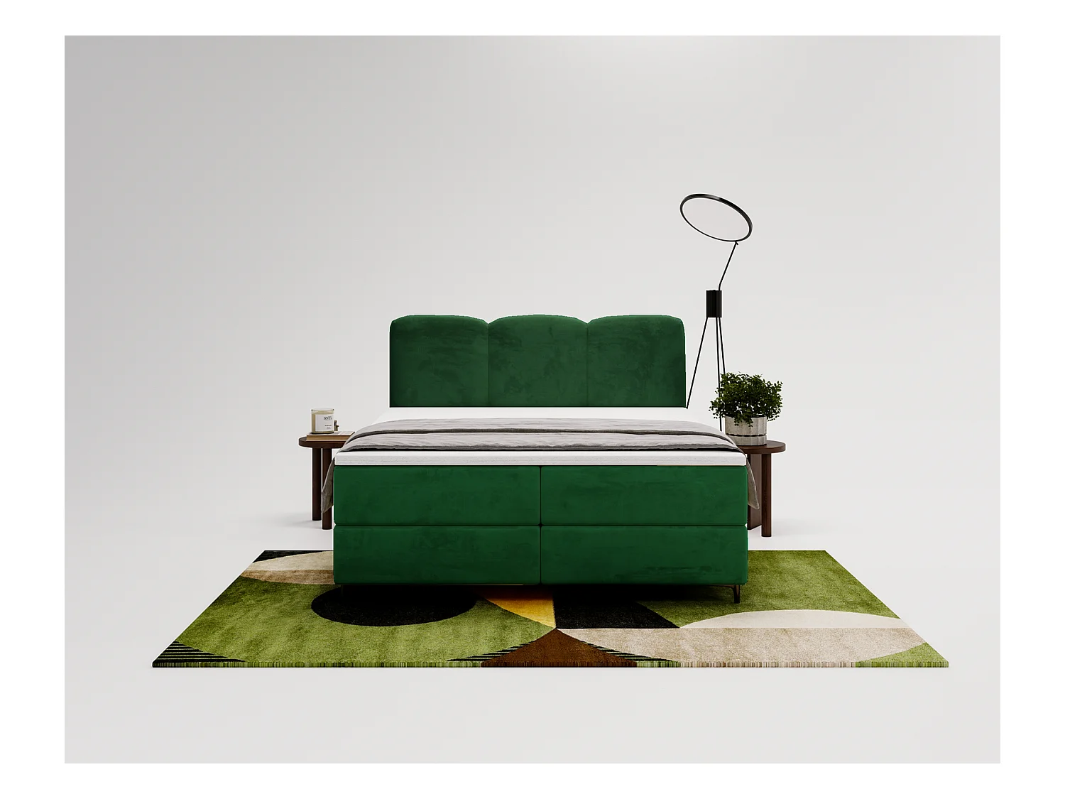 Emporius Malaga Box Lit double 180x200 avec coffre - Lit + matelas + surmatelas, lit adulte 180x200 Vert (Magic Velvet 2225)