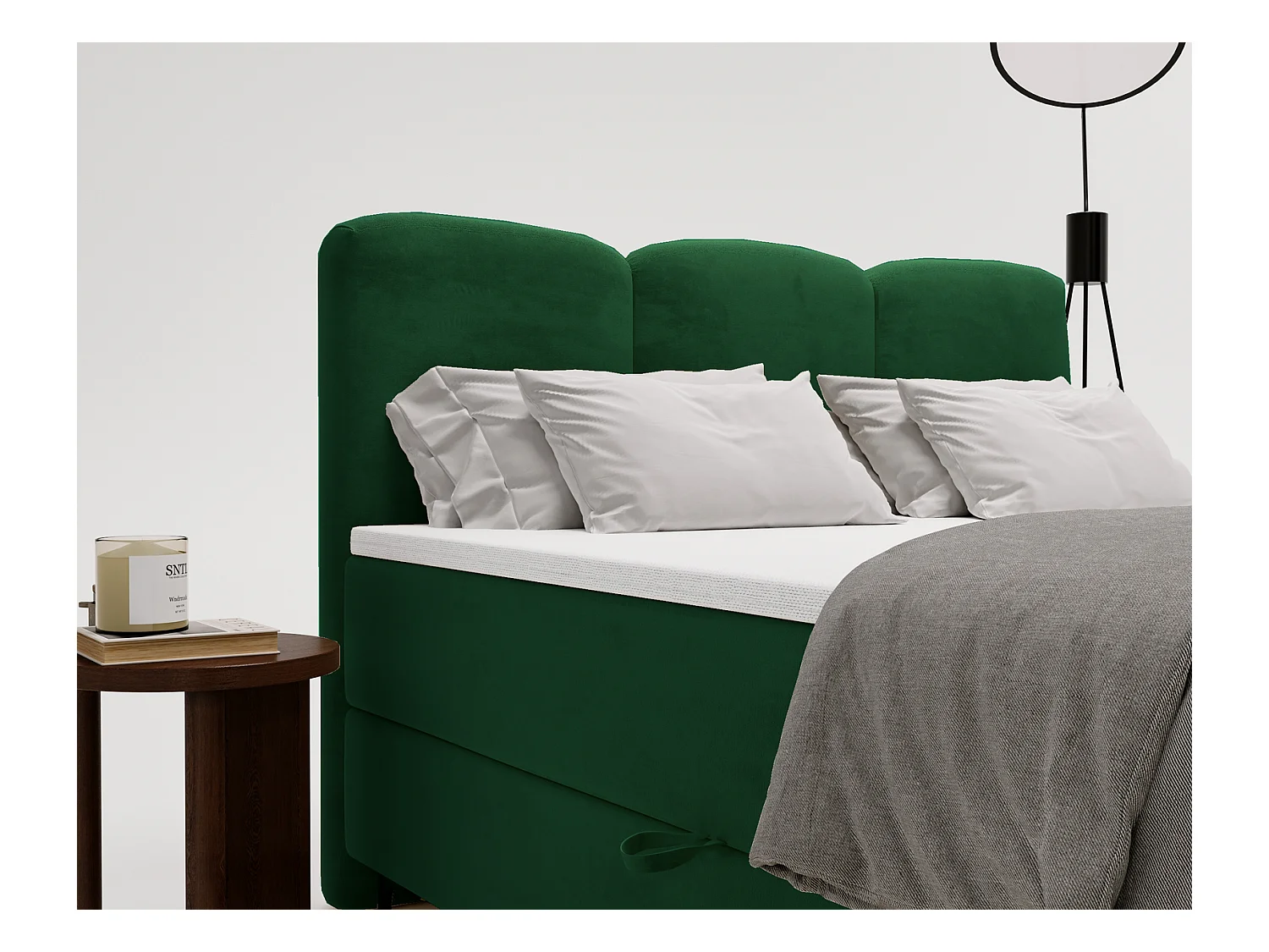 Emporius Malaga Box Lit double 180x200 avec coffre - Lit + matelas + surmatelas, lit adulte 180x200 Vert (Magic Velvet 2225)