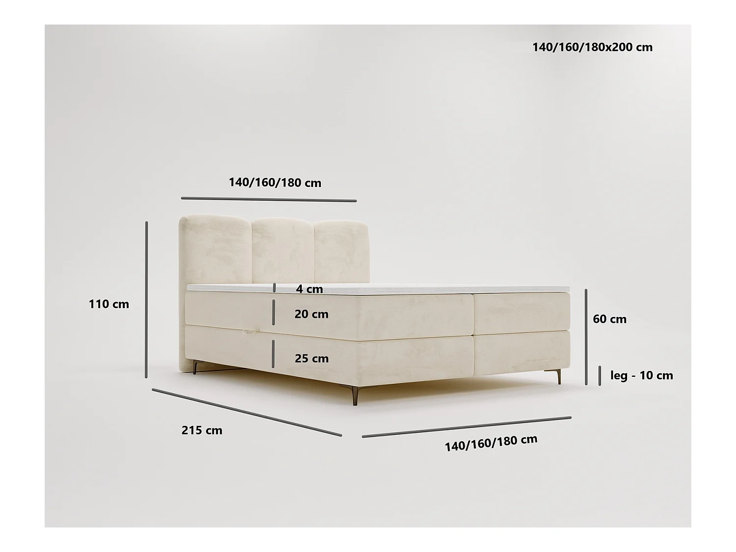 Emporius Malaga Box Lit double 180x200 avec coffre - Lit + matelas + surmatelas, lit adulte 180x200 Vert (Magic Velvet 2225)