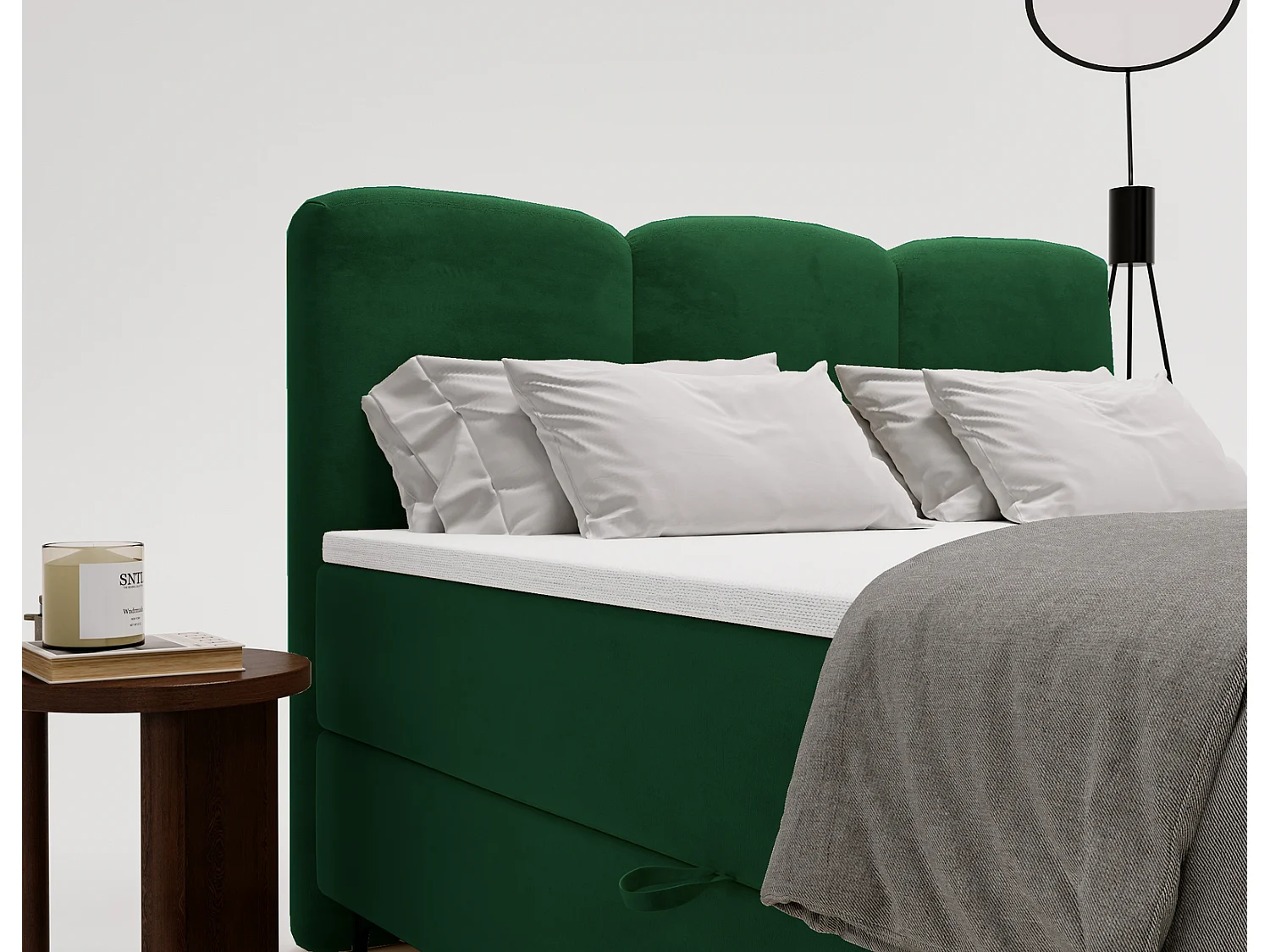 Emporius Malaga Box Lit double 180x200 avec coffre - Lit + matelas + surmatelas, lit adulte 180x200 Vert (Magic Velvet 2225)