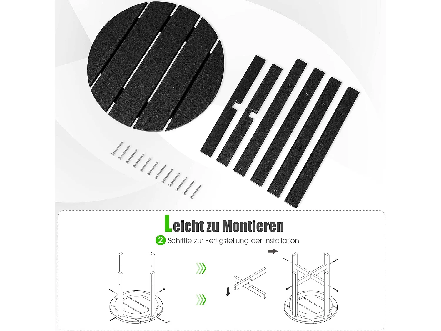 Bijzettafel kleine tuintafel van UV-bestendige kunststof balkontafel weerbestendig voor terras balkon tuin 46 x 46 x 46 cm zwart ZB32162