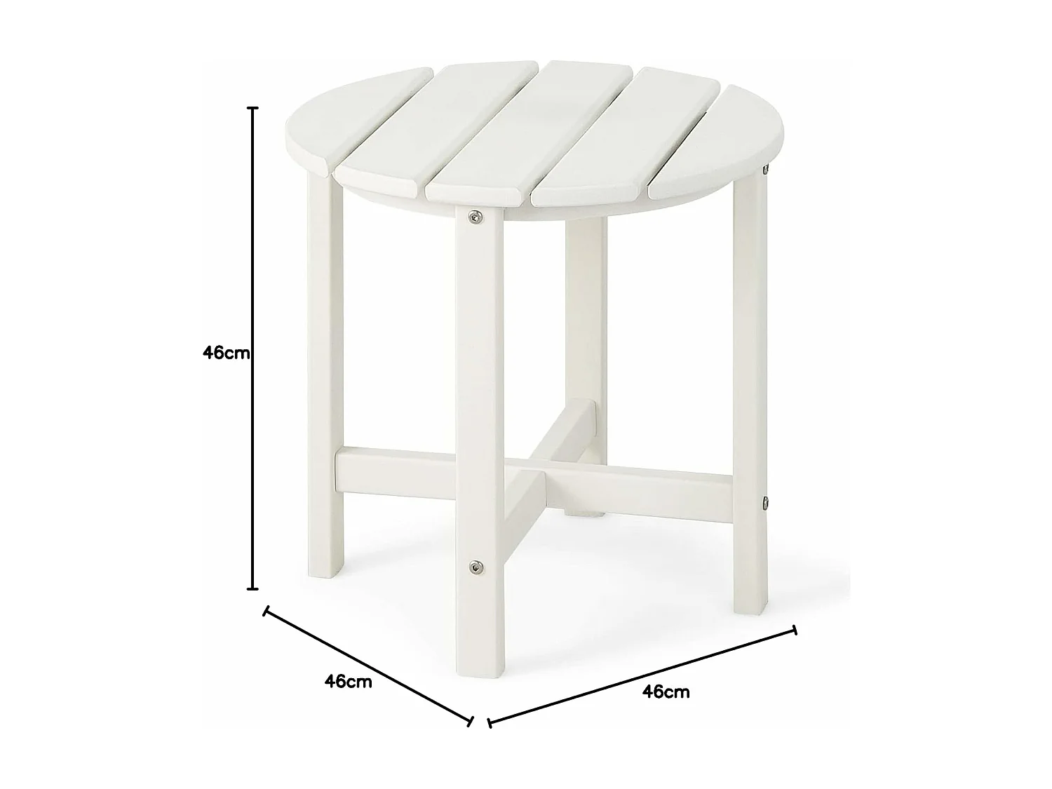 Bijzettafel, kleine tuintafel van uv-bestendig kunststof, balkontafel, weerbestendig, voor terras, balkon, tuin, 46 x 46 x 46 cm, wit ZB32162