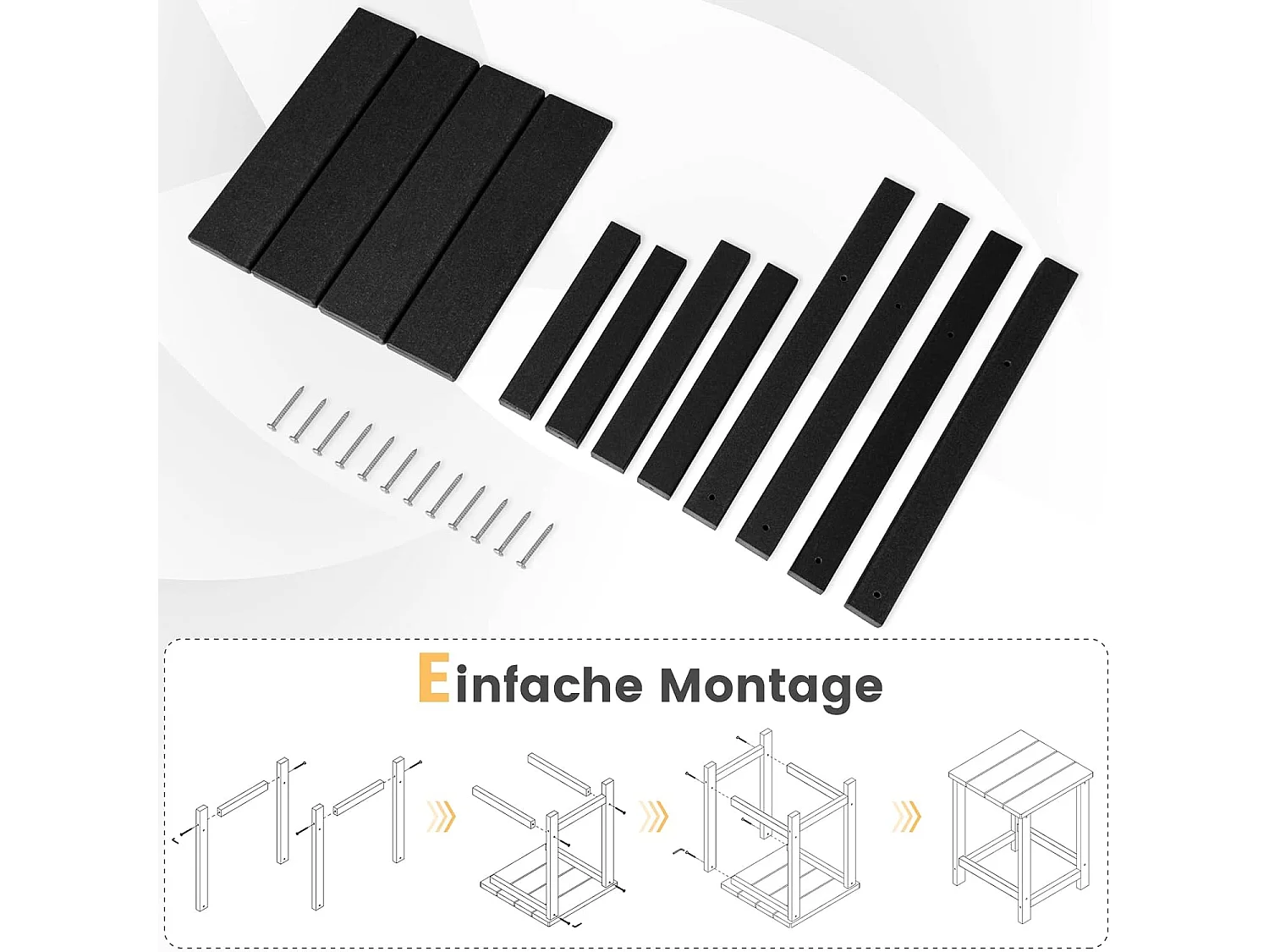Bijzettafel kleine tuintafel van UV-bestendige kunststof balkontafel weerbestendig voor terras balkon tuin 35,5 x 35,5 x 46,5 cm zwart ZB32151