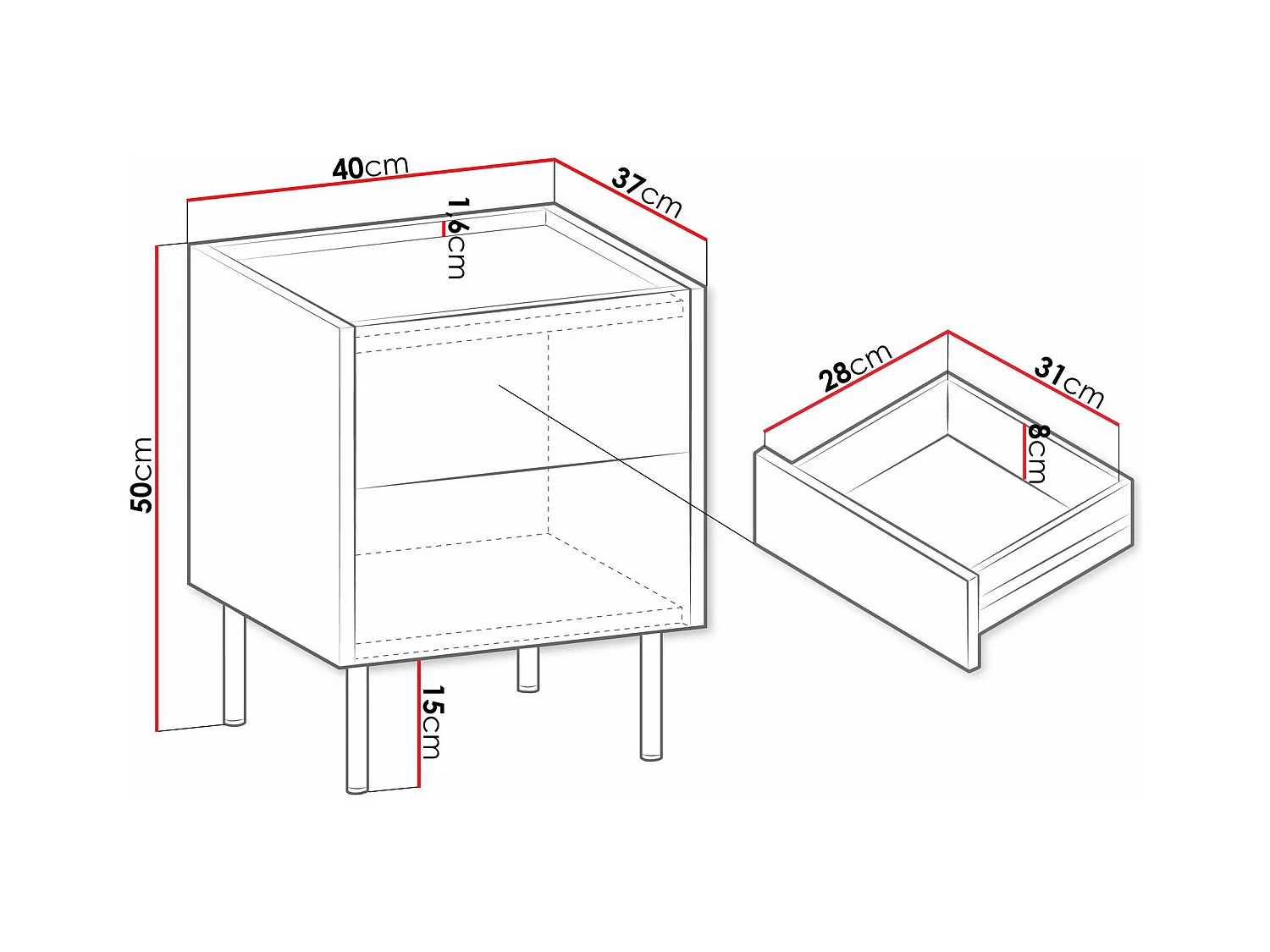 Mesa de cabeceira Comfivo Belviro 106, 5x4x4cm
