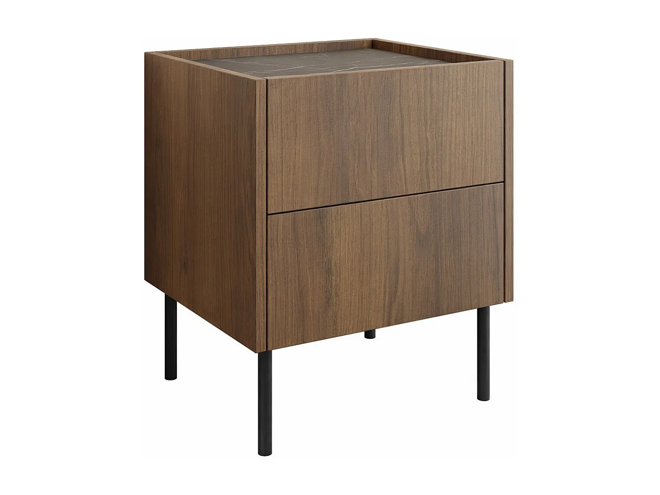 Table de chevet Comfivo Belviro 106, Noyer|Marbre noir, 50x40x37cm, Stratifié