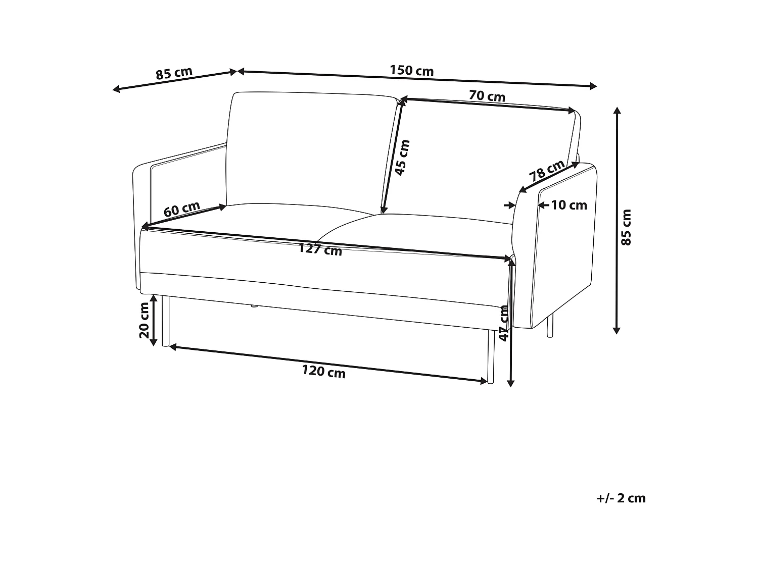 Canapé 2 places BREDA Tissu Rose