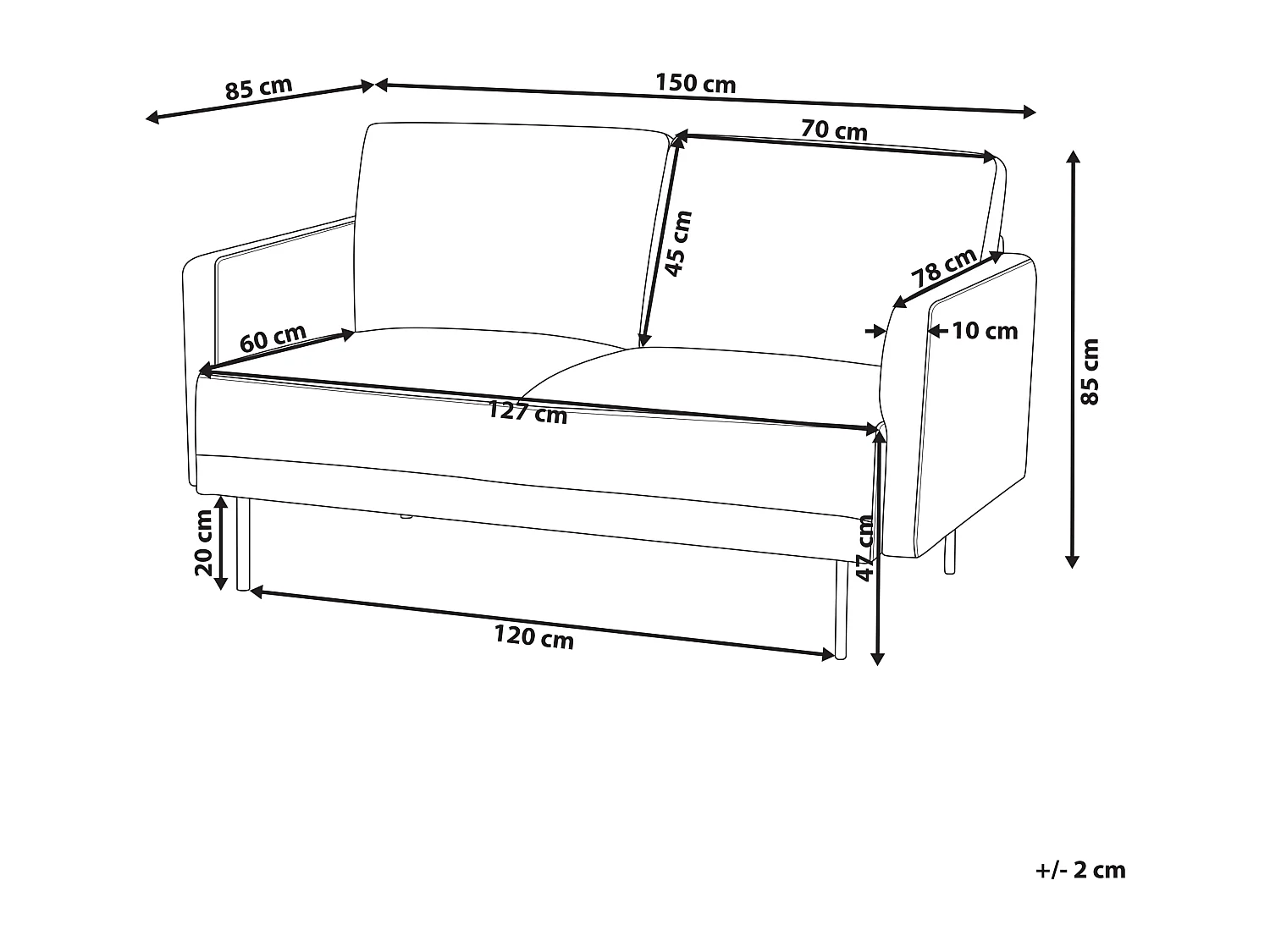 Sofa BREDA Stoff Rosa 2-Sitzer