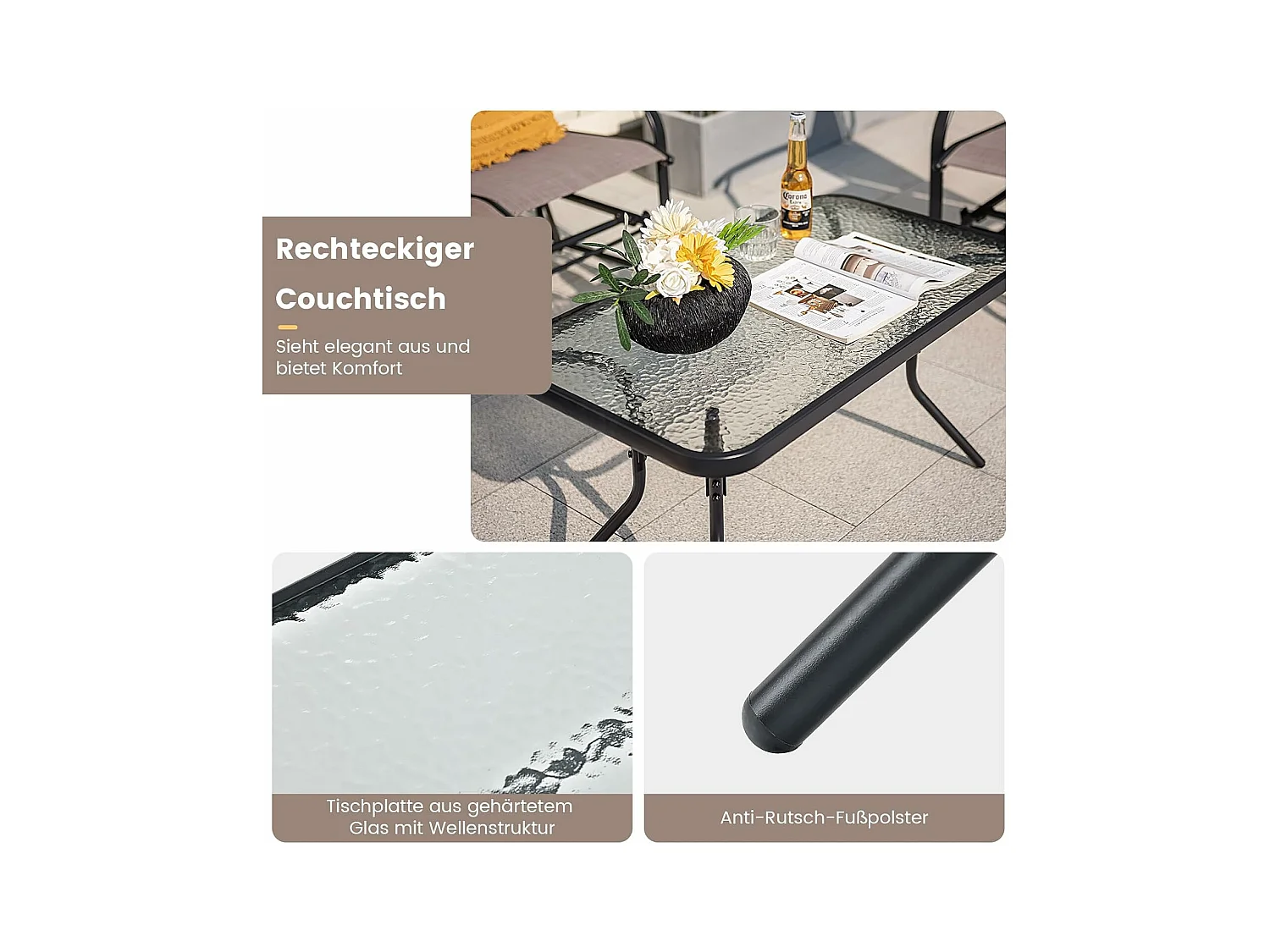 2-zits schommelbank met salontafel, tuinbank van textiel, zitbank, balkonmeubelset, tuinmeubelset, balkonset, zitgroep voor tuin, balkon, erf ZB32174