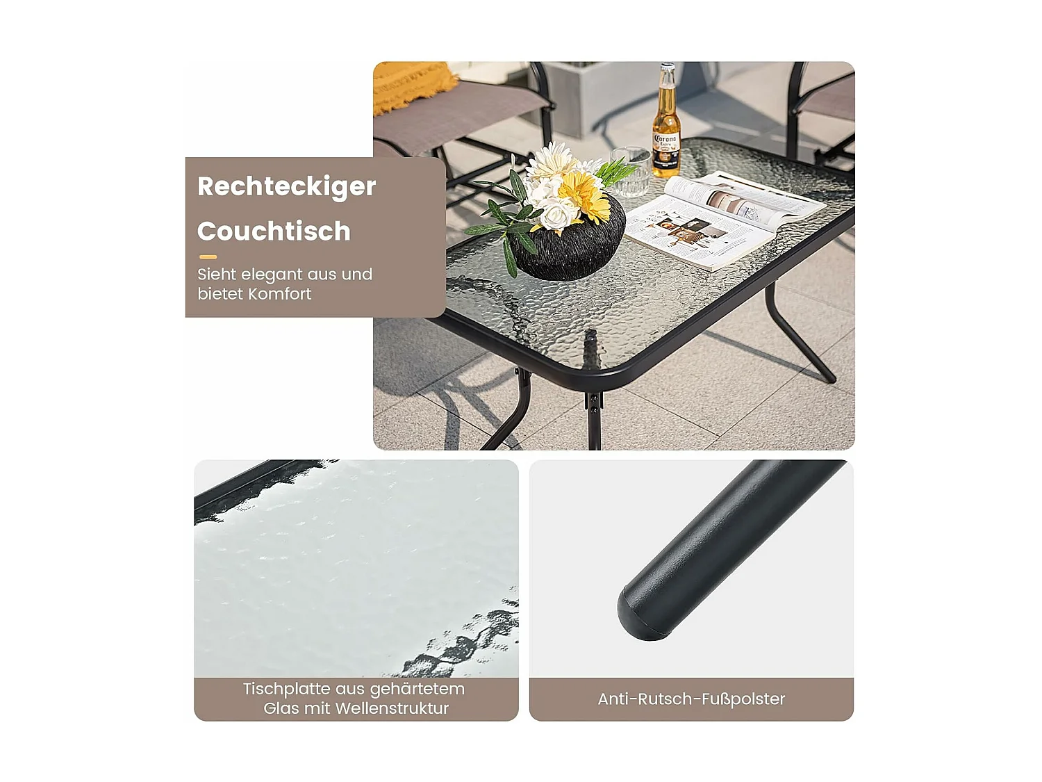 2-zits schommelbank met salontafel, tuinbank van textiel, zitbank, balkonmeubelset, tuinmeubelset, balkonset, zitgroep voor tuin, balkon, erf ZB32174