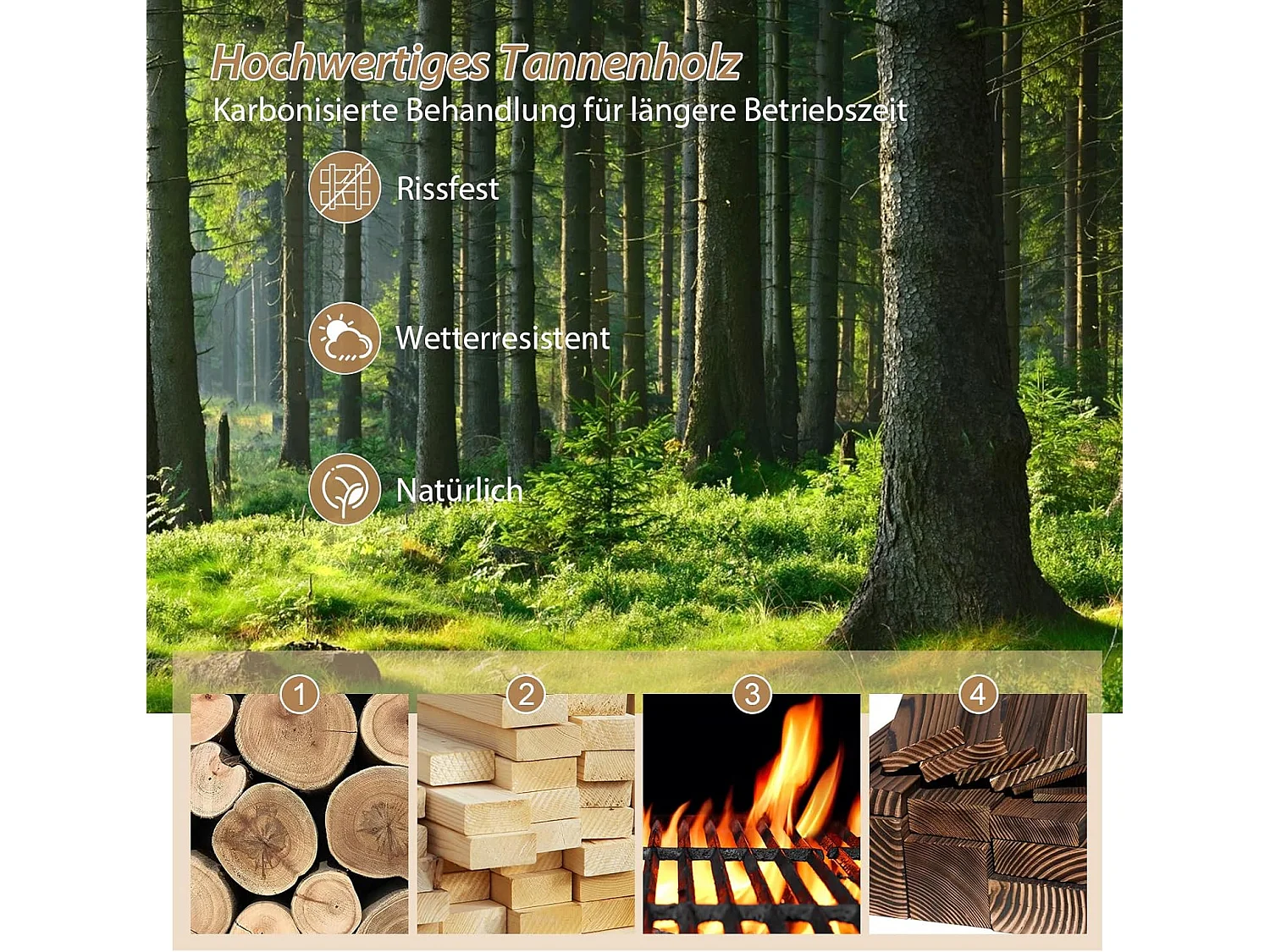 Vijverbrug, tuinbrug, houten brug met dubbele halfronde leuningen, decoratieve brug van dennenhout, sierbrug voor tuin, vijver, 101 x 48,5 x 38 cm ZB32026