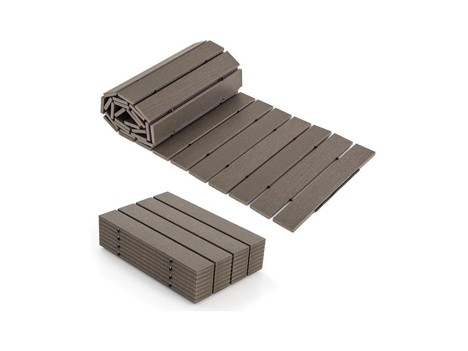 Rollpad van HDPE, 242 cm, breedte 43 cm, weerbestendig, uitrolbaar tuinpad voor bruiloft, feest, tuin, grijs