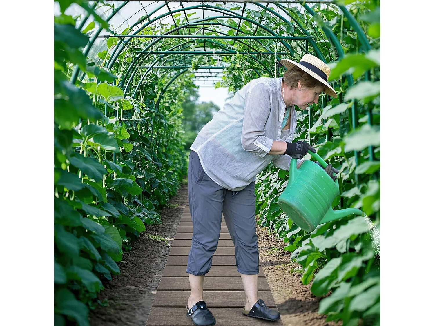 Rollpad van HDPE, 242 cm, breedte 43 cm, weerbestendig, uitrolbaar tuinpad voor bruiloft, feest, tuin, grijs