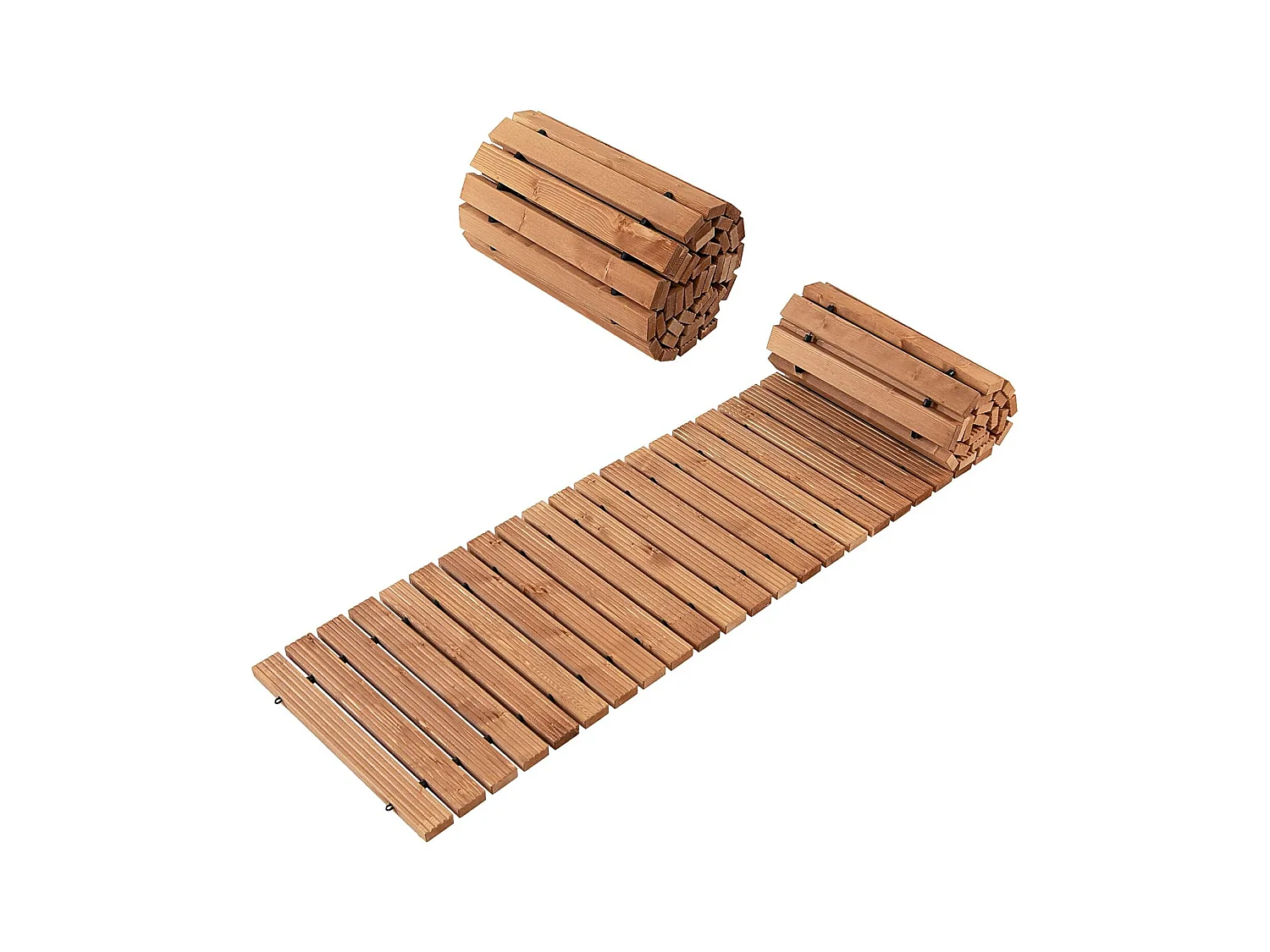 Uitrolbare houten tuinpad | 245 cm | rolweg met staaldraad, tuinpad voor tuin, achtertuin (breedte 43 cm) ZB32813