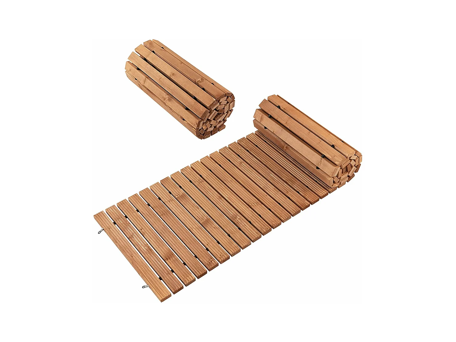 Uitrolbare houten tuinpad | 245 cm | rolweg met staaldraad, tuinpad voor tuin, achtertuin (breedte 55 cm) ZB32814