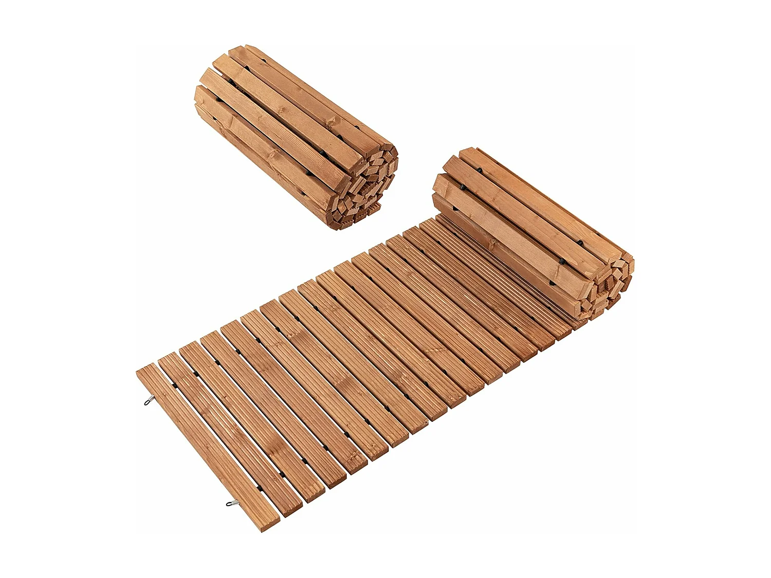 Uitrolbare houten tuinpad | 245 cm | rolweg met staaldraad, tuinpad voor tuin, achtertuin (breedte 55 cm) ZB32814