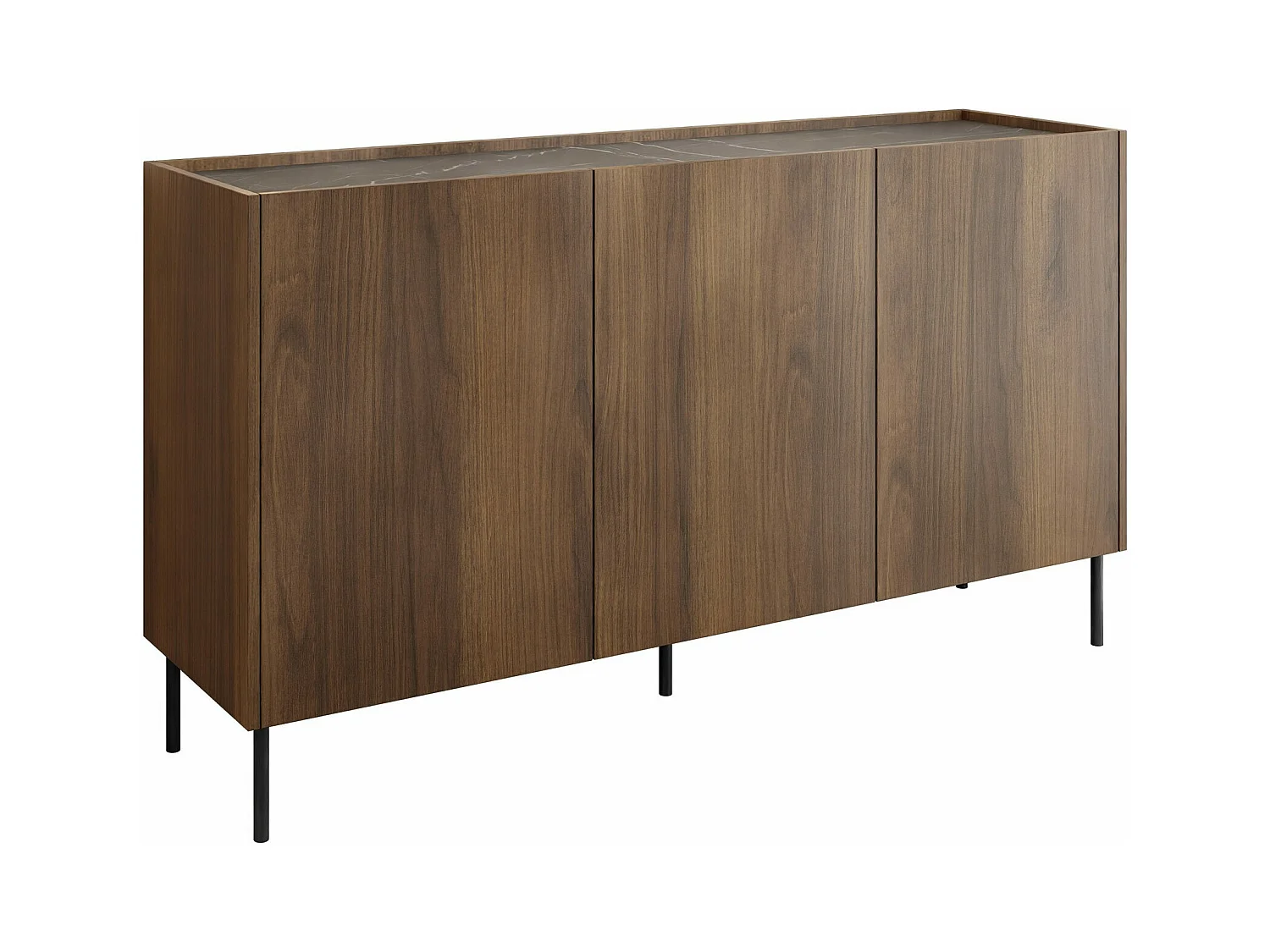 Buffet Comfivo Belviro 100, Noyer|Marbre noir, 78x144x37cm, Stratifié
