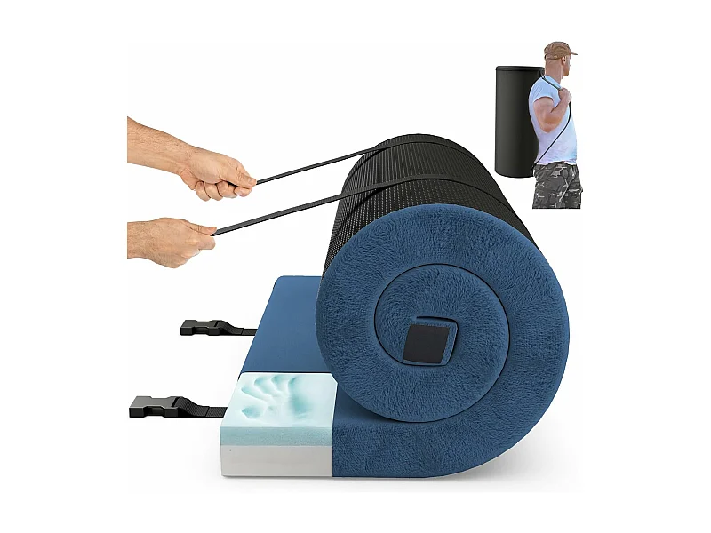 Traagschuim campingmatras, oprolbare campingmat met waterdichte coating, antislip onderkant en draagtas, vloermat, slaapmat, slaapmatras, isomat ZB33037