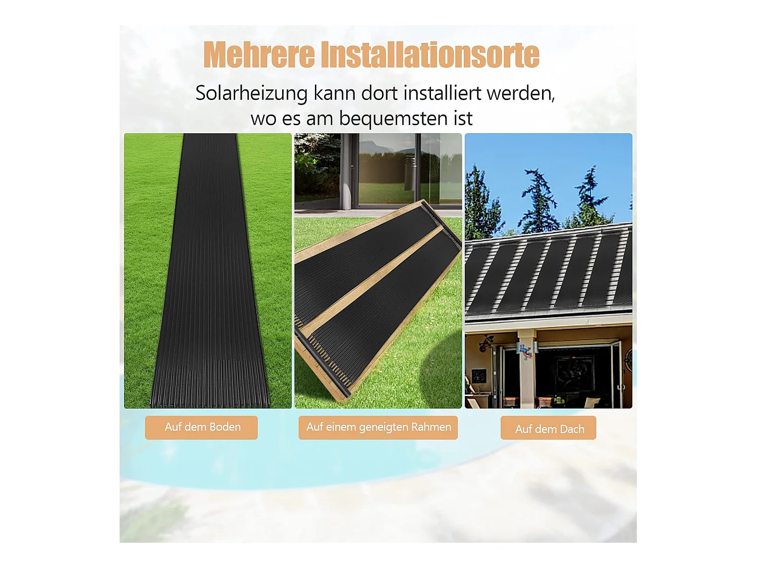 Zonnecollector, zwembadverwarming, 600 x 75 cm, zonneverwarming van uv-bestendig kunststof, zwembadverwarming voor zwembaden tot