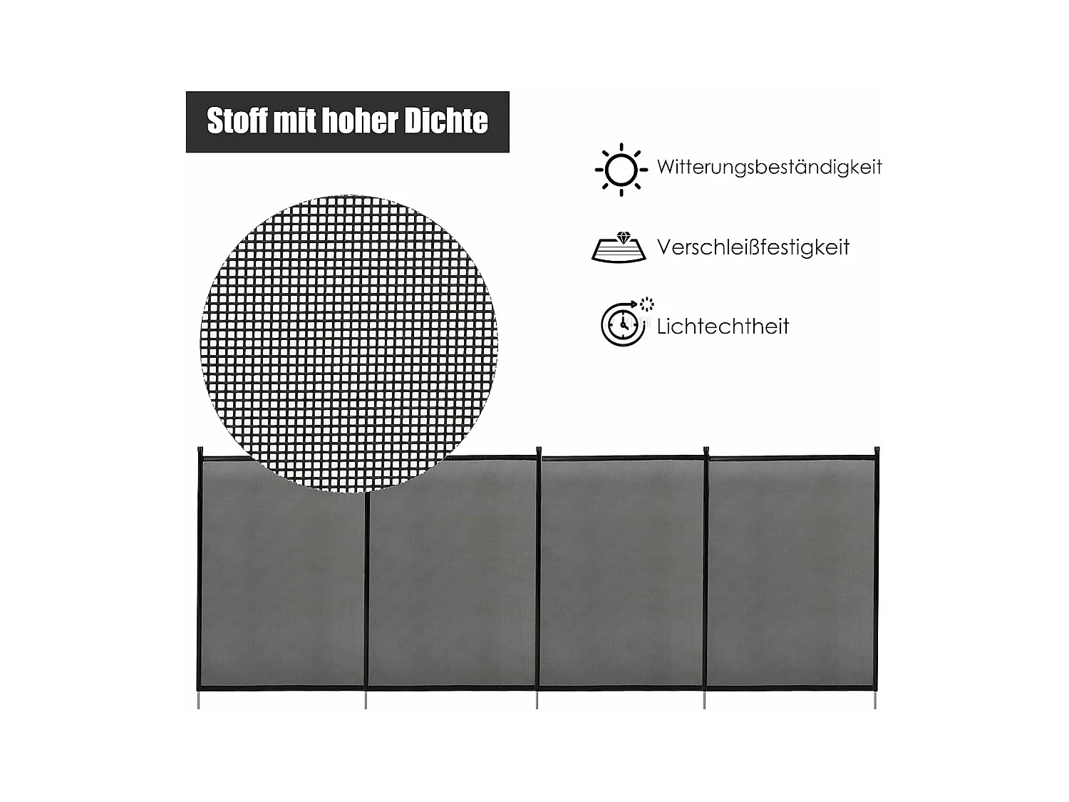 Zwembadhek voor verzonken zwembad, 360 x 125 cm, kinderveilig, zwembadbeschermingsomheining voor zwembad, tuin, complete set, vijverhek