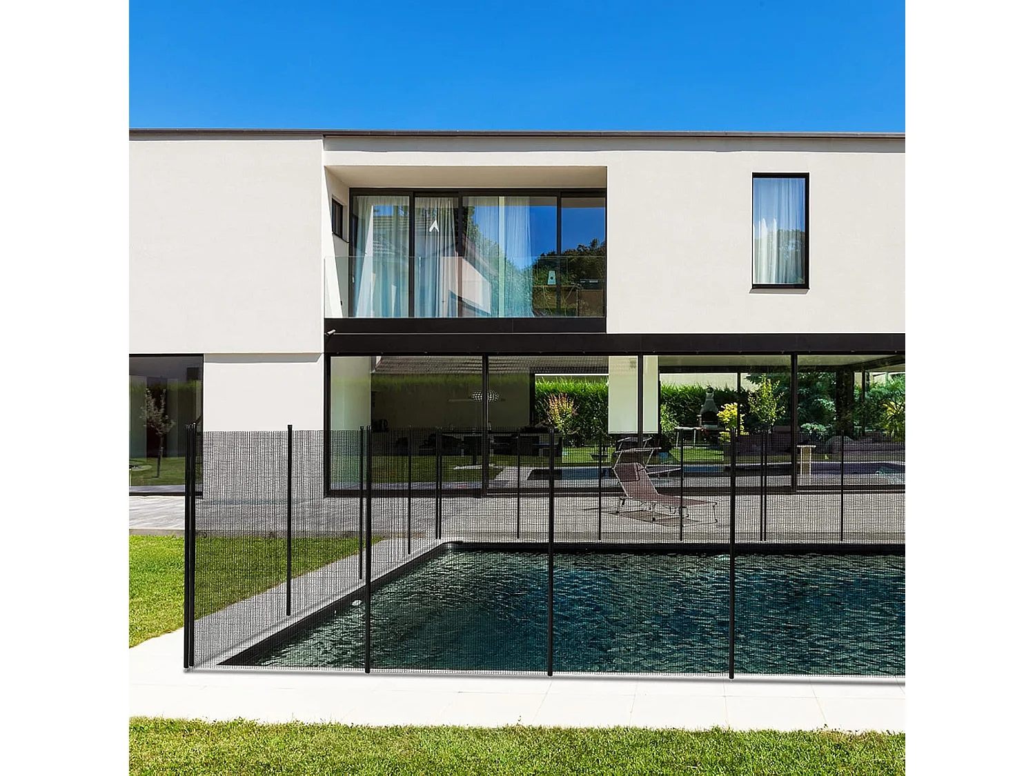 Zwembadhek voor verzonken zwembad, 360 x 125 cm, kinderveilig, zwembadbeschermingsomheining voor zwembad, tuin, complete set, vijverhek