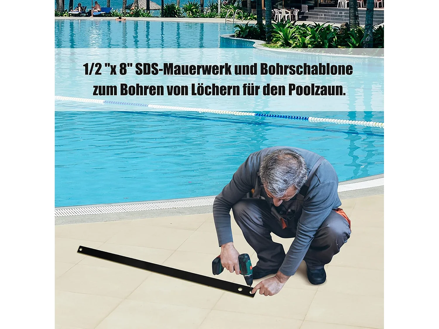 Zwembadhek voor verzonken zwembad, 360 x 125 cm, kinderveilig, zwembadbeschermingsomheining voor zwembad, tuin, complete set, vijverhek