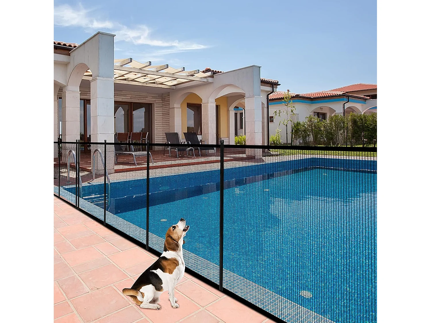 Zwembadhek voor verzonken zwembad, 360 x 125 cm, kinderveilig, zwembadbeschermingsomheining voor zwembad, tuin, complete set, vijverhek