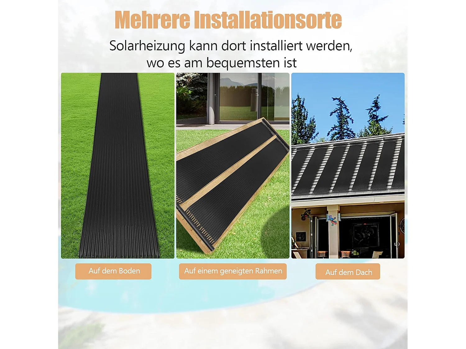 Zonnecollector, zwembadverwarming, 300 x 75 cm, zonneverwarming van uv-bestendige kunststof, zwembadverwarming voor zwembaden tot