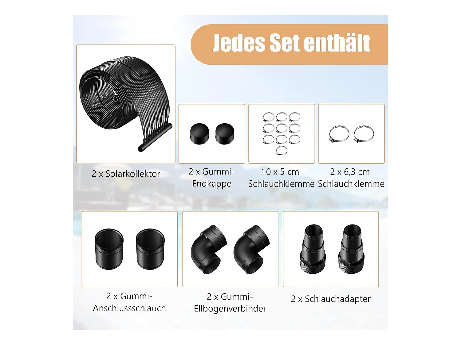 Zonnecollector, zwembadverwarming, 500 x 75 cm, zonneverwarming van uv-bestendig kunststof, zwembadverwarming voor zwembaden tot 21.500 l