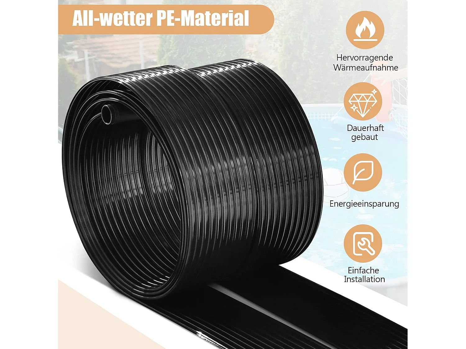 Zonnecollector, zwembadverwarming, 500 x 75 cm, zonneverwarming van uv-bestendig kunststof, zwembadverwarming voor zwembaden tot 21.500 l
