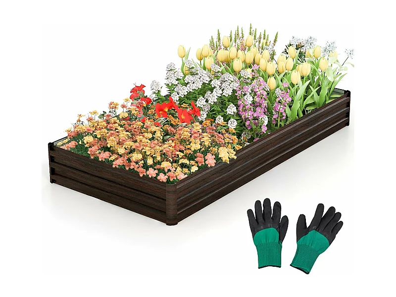 Verhoogd bloembed van metaal, kruidenbak, groentebed, bloembed, tuinbed voor groenten, fruit, kruiden, bloemen, 240 x 120 x 30 cm ZB33540