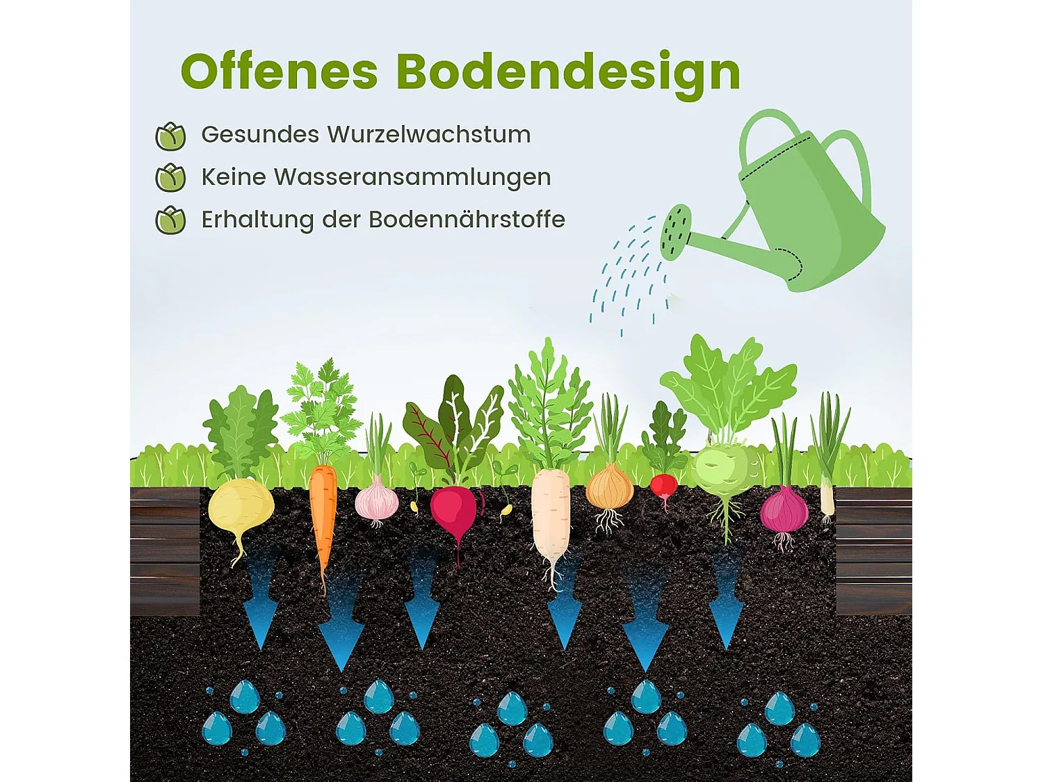 Verhoogd bloembed van metaal, kruidenbak, groentebed, bloembed, tuinbed voor groenten, fruit, kruiden, bloemen, 240 x 120 x 30 cm ZB33540