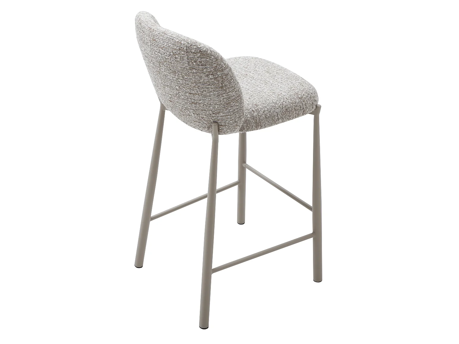 Lot de 2 tabourets en tissu texturé et métal taupe - Beige - JIZAK